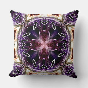 Purple and Magenta Cosmic Kaleidoscope Pattern Throw Pillow