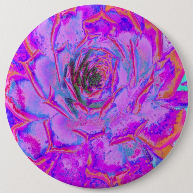 Purple and Magenta Succulent Sedum Rosette Button (Front)