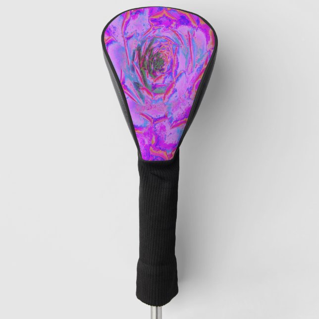 Purple and Magenta Succulent Sedum Rosette Golf Head Cover (Front)