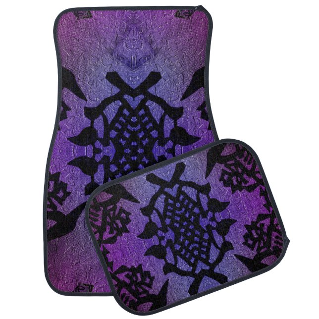 Purple and Magenta Symmetrical Pattern Car Floor Mat (Set)