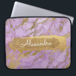 Purple and Marble with Gold Foil and Glitter Laptop Sleeve<br><div class="desc">Purple Lavendar and Marble with Gold Foil and Glitter Elegant Monogram Name Case. This case can be customized to include your first name.</div>