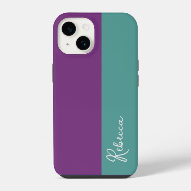 Purple and Mint Color Block Phone Case (Back)