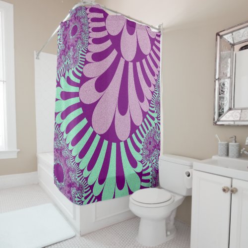 Purple and Mint Green Loop Shower Curtain