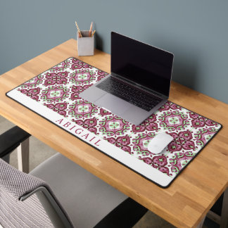Purple and mint green Mediterranean pattern     Desk Mat