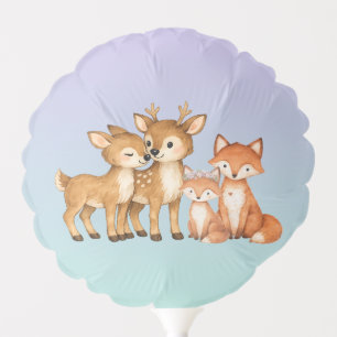 Purple and Mint Woodland Animal Sm Air Balloon