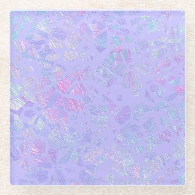 Purple and Multicolor Flakes Glass Coaster (Front)