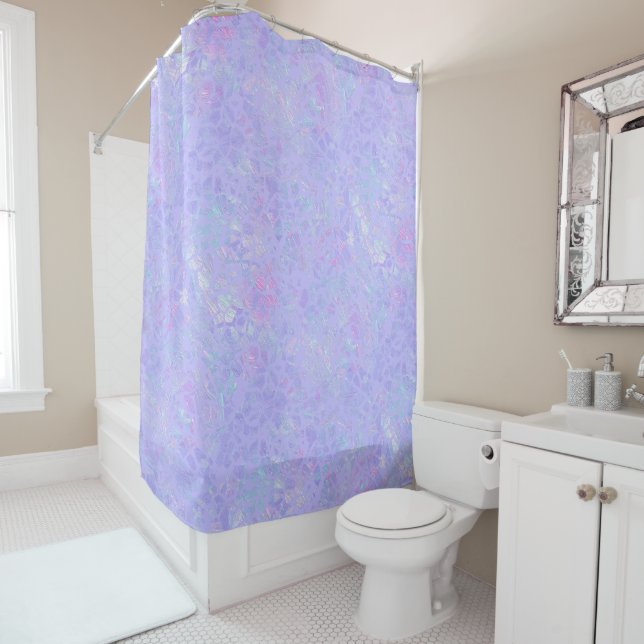 Purple and Multicolor Flakes Shower Curtain (In Situ)