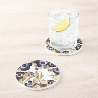 Purple and Navy Windflowers Coaster