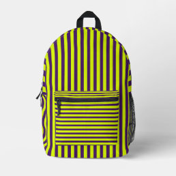 Purple and Neon Yellow Cool Striped Printed Backpack