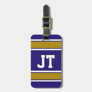 Purple and Old Gold Sports Stripes Personalized Luggage Tag