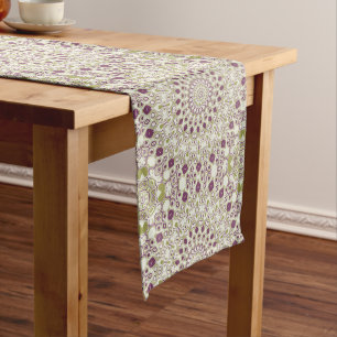 Purple and Olive Geometric Mandala Pattern Medium Table Runner