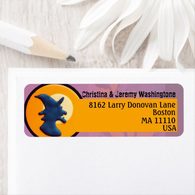 Purple and orange aesthetic Halloween witch custom Label (Insitu)