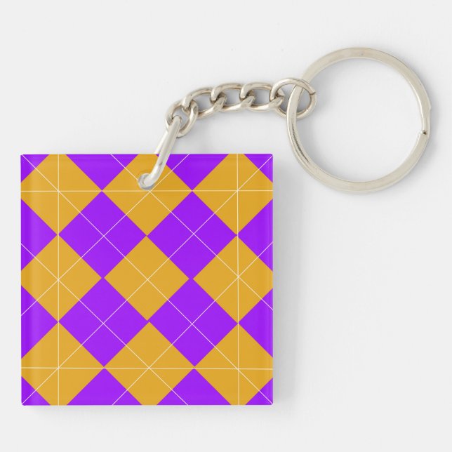 Purple and Orange Argyle Keychain (Back)