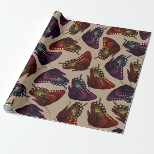 Purple and Orange Butterflies Wrapping Paper