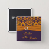 Purple and Orange Damask Mother of the Bride Pin (Front & Back)