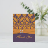 Purple and Orange Damask Thank You Card (Standing Front)