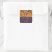 Purple and Orange Damask Wedding Favor Sticker (Bag)