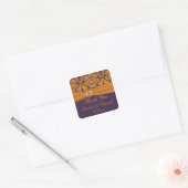 Purple and Orange Damask Wedding Favor Sticker (Envelope)