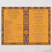 Purple and Orange Damask Wedding Program (Back)