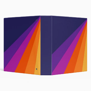 Purple and orange diagonal retro stripes 3 ring binder