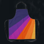 Purple and orange diagonal retro stripes apron<br><div class="desc">Abstract illustration of diagonal retro style stripes in purple,  blue,  orange and yellow colors on dark blue background</div>
