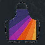 Purple and orange diagonal retro stripes apron<br><div class="desc">Abstract illustration of diagonal retro style stripes in purple,  blue,  orange and yellow colors on dark blue background</div>
