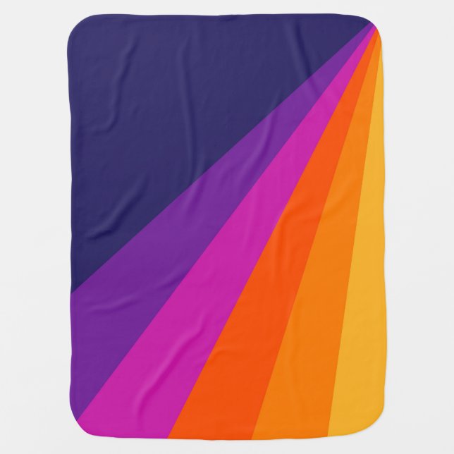 Purple and orange diagonal retro stripes baby blanket (Front)