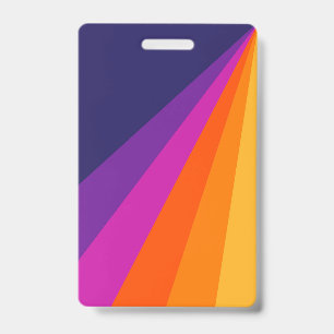 Purple and orange diagonal retro stripes badge