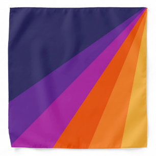 Purple and orange diagonal retro stripes bandana