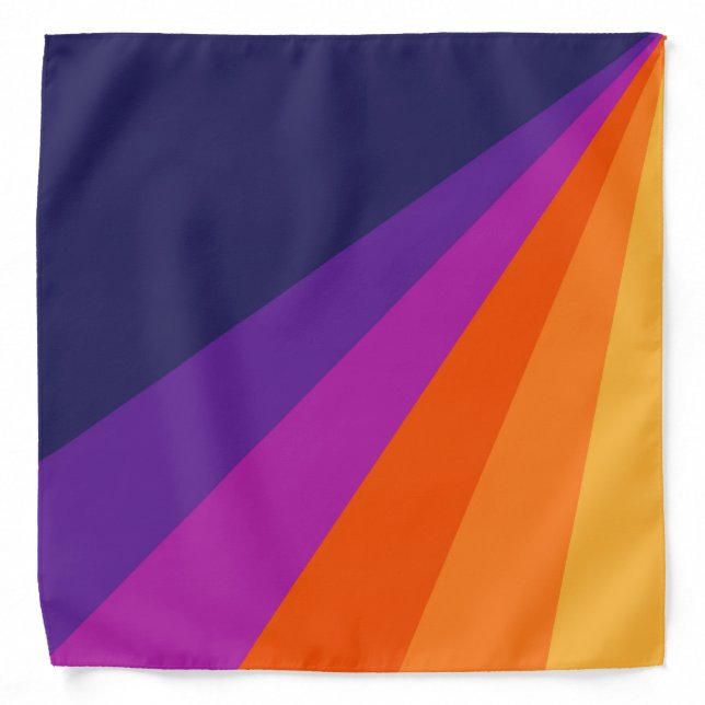 Purple and orange diagonal retro stripes bandana (Front)