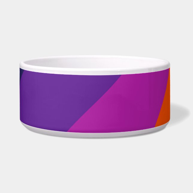 Purple and orange diagonal retro stripes bowl (Front)