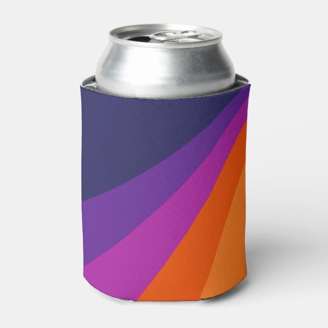 Purple and orange diagonal retro stripes can cooler (Can Front)
