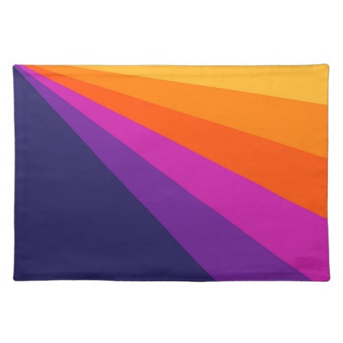 Purple and orange diagonal retro stripes cloth placemat