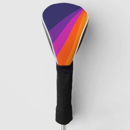 Purple and orange diagonal retro stripes golf head cover