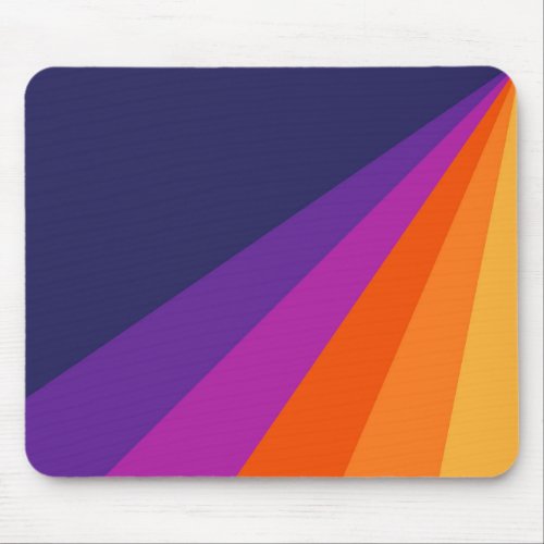 Purple and orange diagonal retro stripes mouse pad