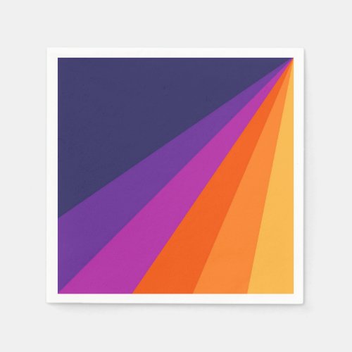Purple and orange diagonal retro stripes napkins
