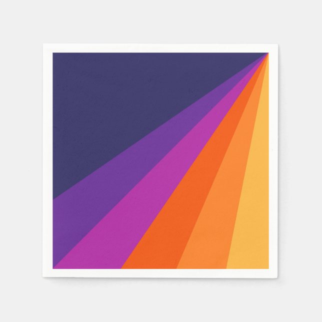 Purple and orange diagonal retro stripes napkins (Front)