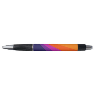 Purple and orange diagonal retro stripes pen