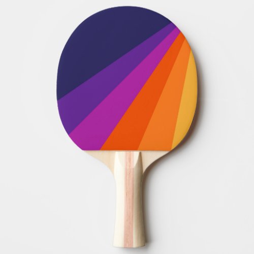 Purple and orange diagonal retro stripes ping pong paddle