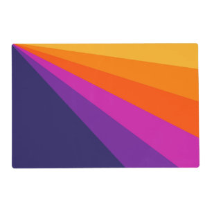Purple and orange diagonal retro stripes placemat