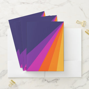 Purple and orange diagonal retro stripes pocket folder