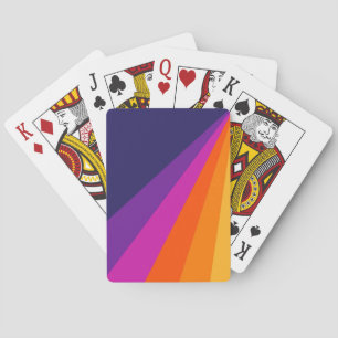 Purple and orange diagonal retro stripes poker cards