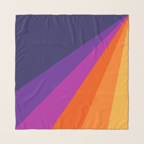 Purple and orange diagonal retro stripes scarf