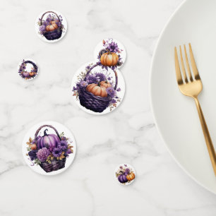 PURPLE AND ORANGE FALL AUTUMN PUMPKINS CONFETTI