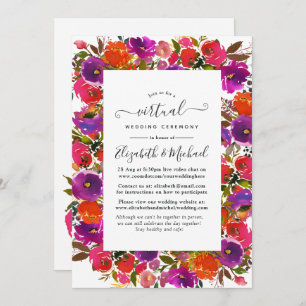 Purple and Orange Floral Online Virtual Wedding Invitation