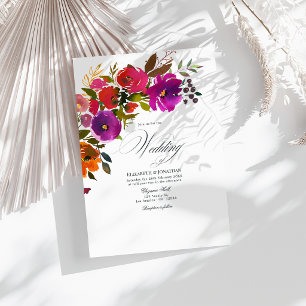 Purple and Orange Floral Wedding Invitation