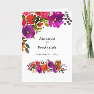 Purple and Orange Floral Wedding Program