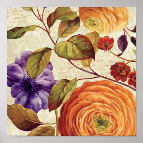 Purple and Orange Flowers Poster