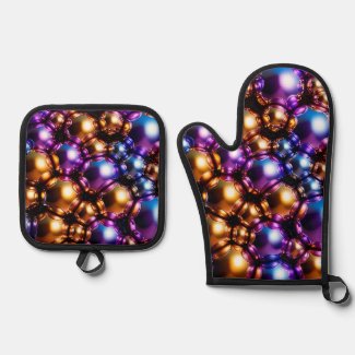 Purple and Orange Glass Christmas Balls
