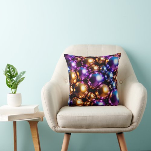 Purple and Orange Glass Christmas Balls Throw Pillow